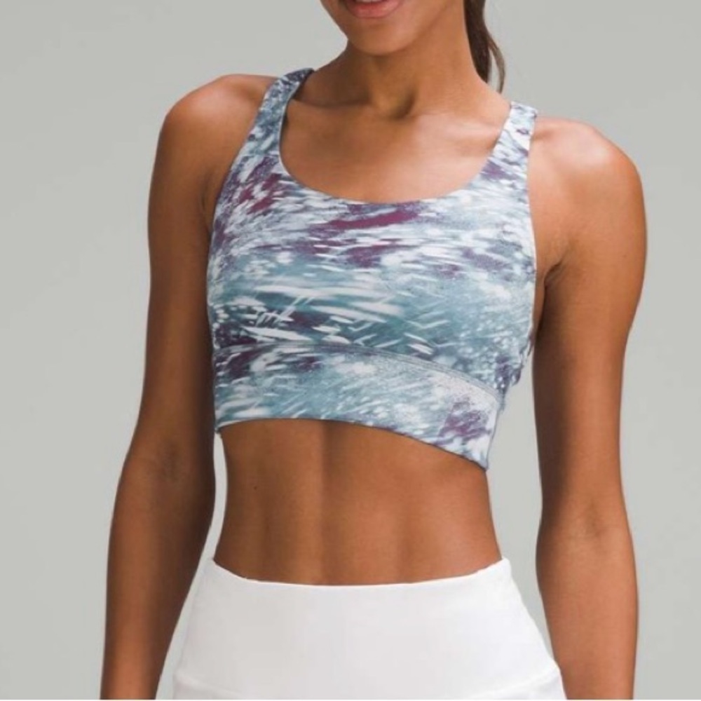 Lululemon 4 Energy Longline Bra Med Support B–D Cup Flicker Pace Utility Blue